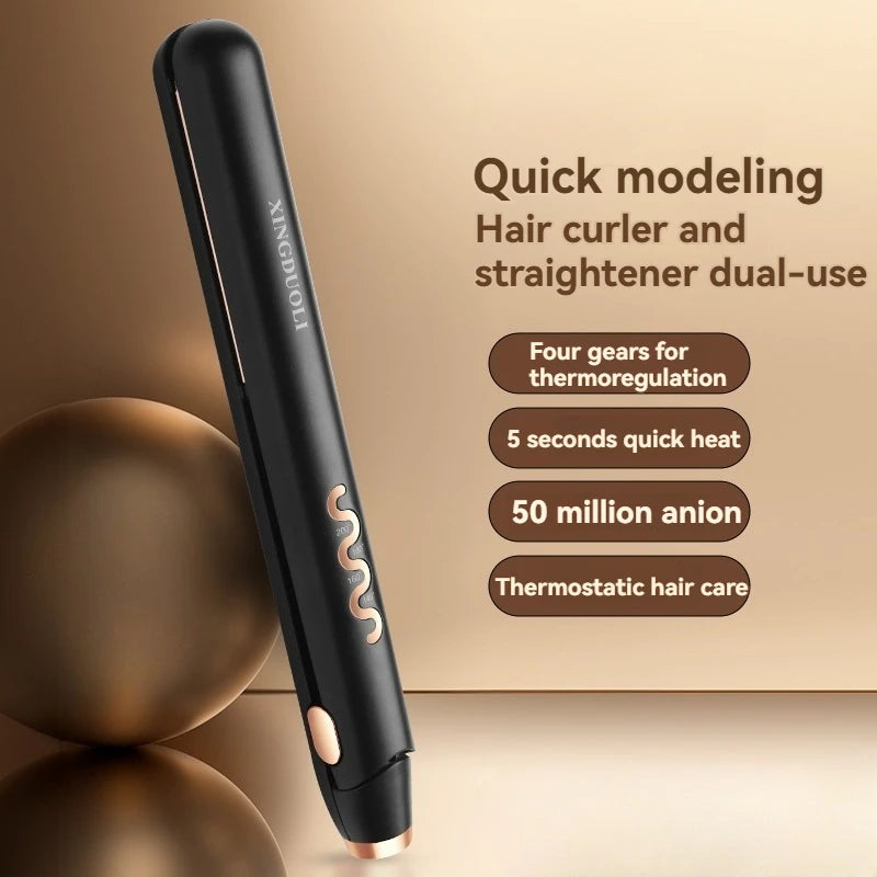 Mini Protable Hair Straightener Ceramic Ionic Fast Heat-Up Hair Flat Iron Negative Ion Iron Lcd Display Hair Straightener